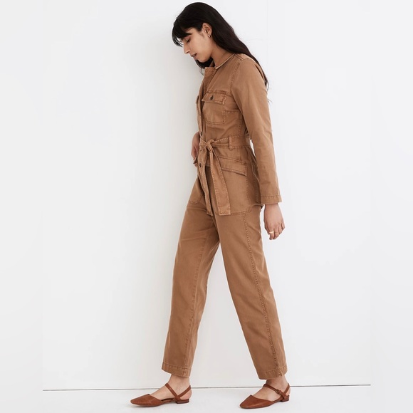 NWOT MADEWELL Long-Sleeve Tie-Waist Fatigue Jumpsuit EXTRA SMALL, XS - Picture 3 of 6